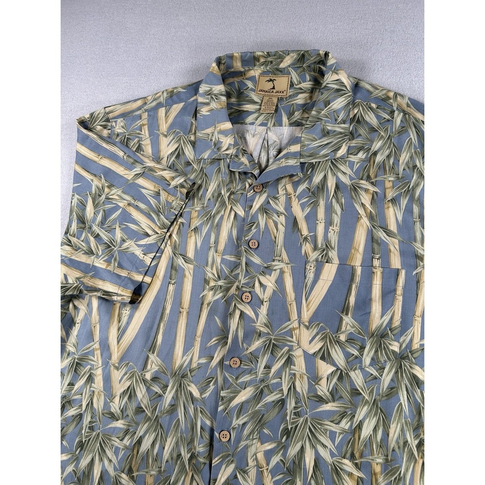 Jamaica Jaxx Mens Button Front Short Sleeve Silk Shirt XXL Palm Tree Bamboo